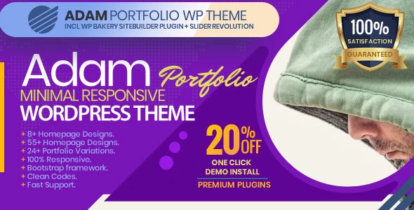 ADAM – Minimal Responsive Portfolio WordPress Theme